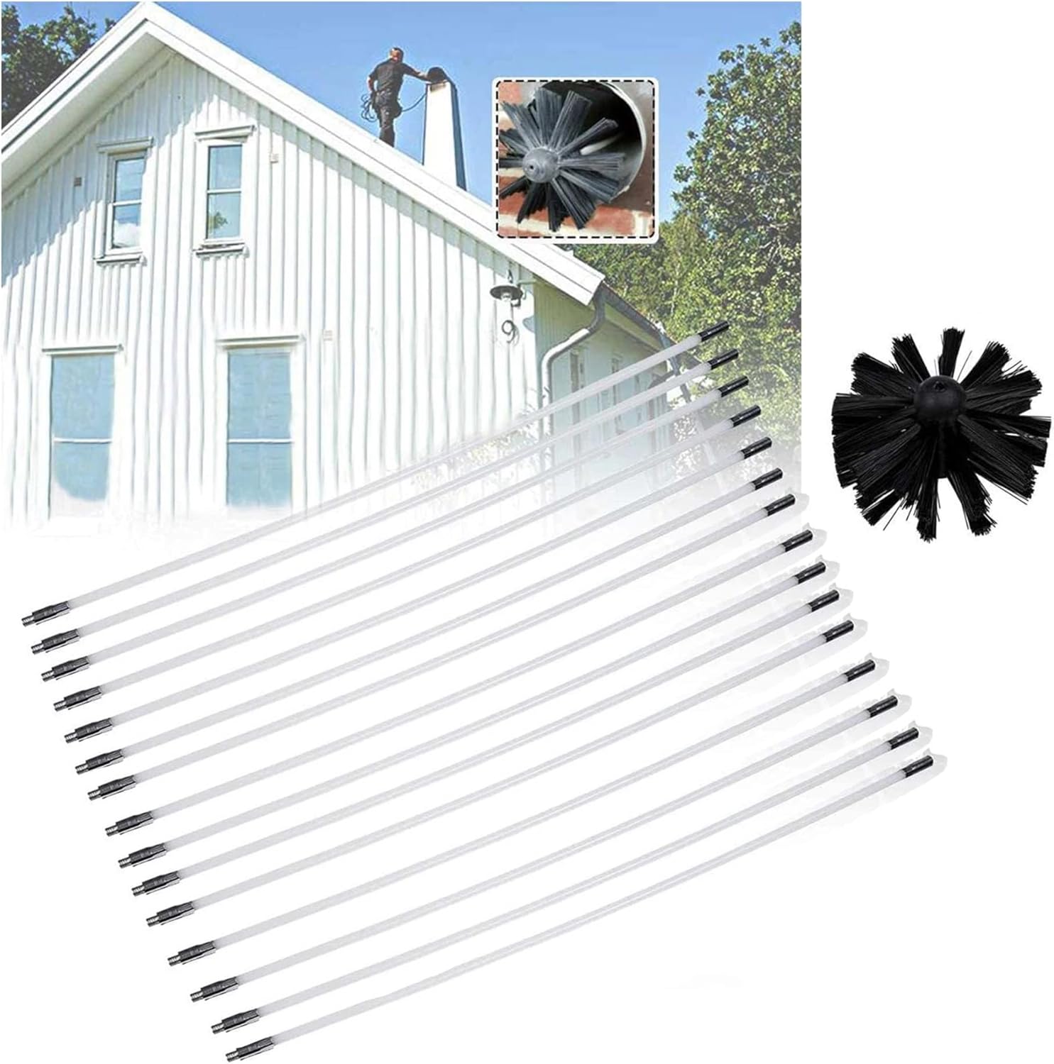 LIYUN Chimney Sweep kit Chimney Brush Rod Kit, Dryer Duct