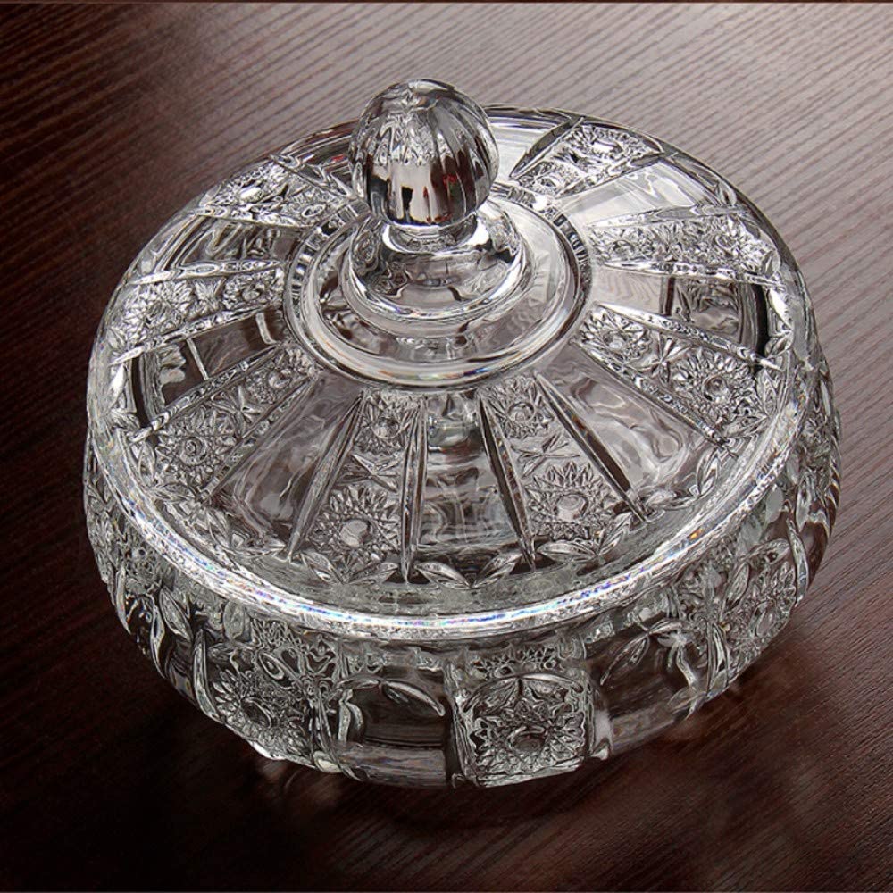 Tarro de Cristal para Dulces con Tapa, azucarero Grande, Lata de Cristal para Comida en la Sala de Estar, Caja de Semillas de melón de Frutos Secos para Aperitivos(Color:Gold)
