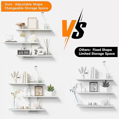 Miniatura 7 de Homode Estantes flotantes, juego de 3 estantes colgantes de madera para almacenamiento de baño y dormitorio, estante decorativo de pared para