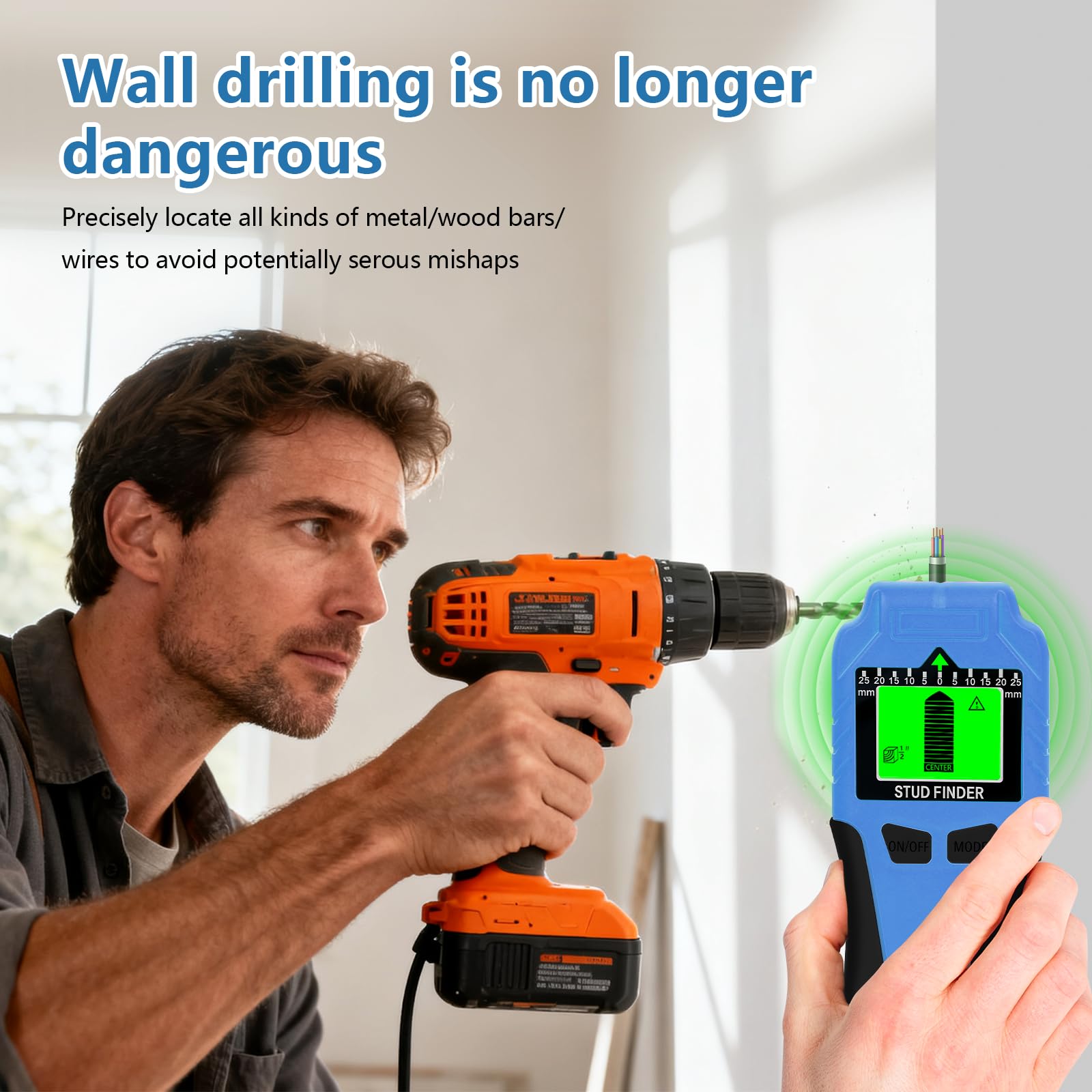 Rilevatore di perni ricaricabile 5 in 1 Stud Finder - Scanner da parete con display LCD e segnale acustico, rilevatore di travi per legno, metallo e cavi elettrici, rilevatore a parete USB per