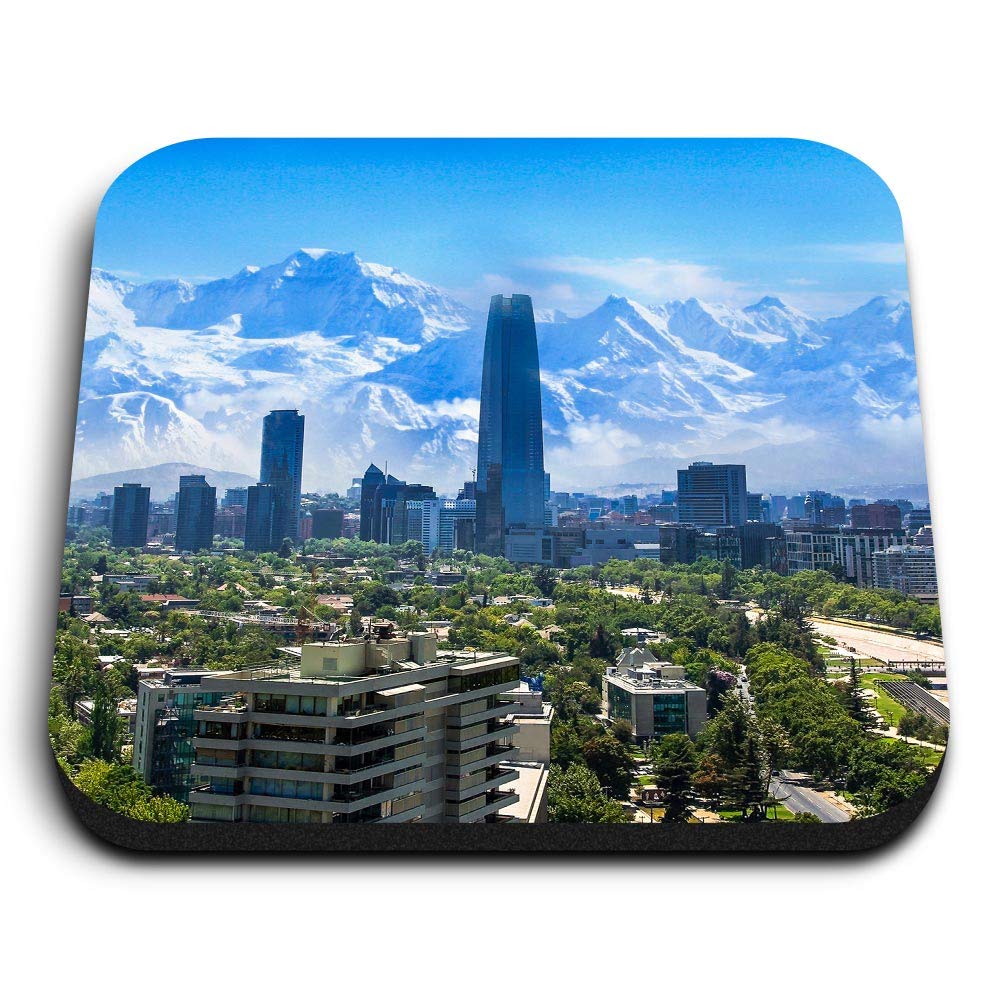 Destination Vinyl Ltd Multicolor 1 X Square Mdf Fridge Magnet - Santiago Chile The Andes 3641