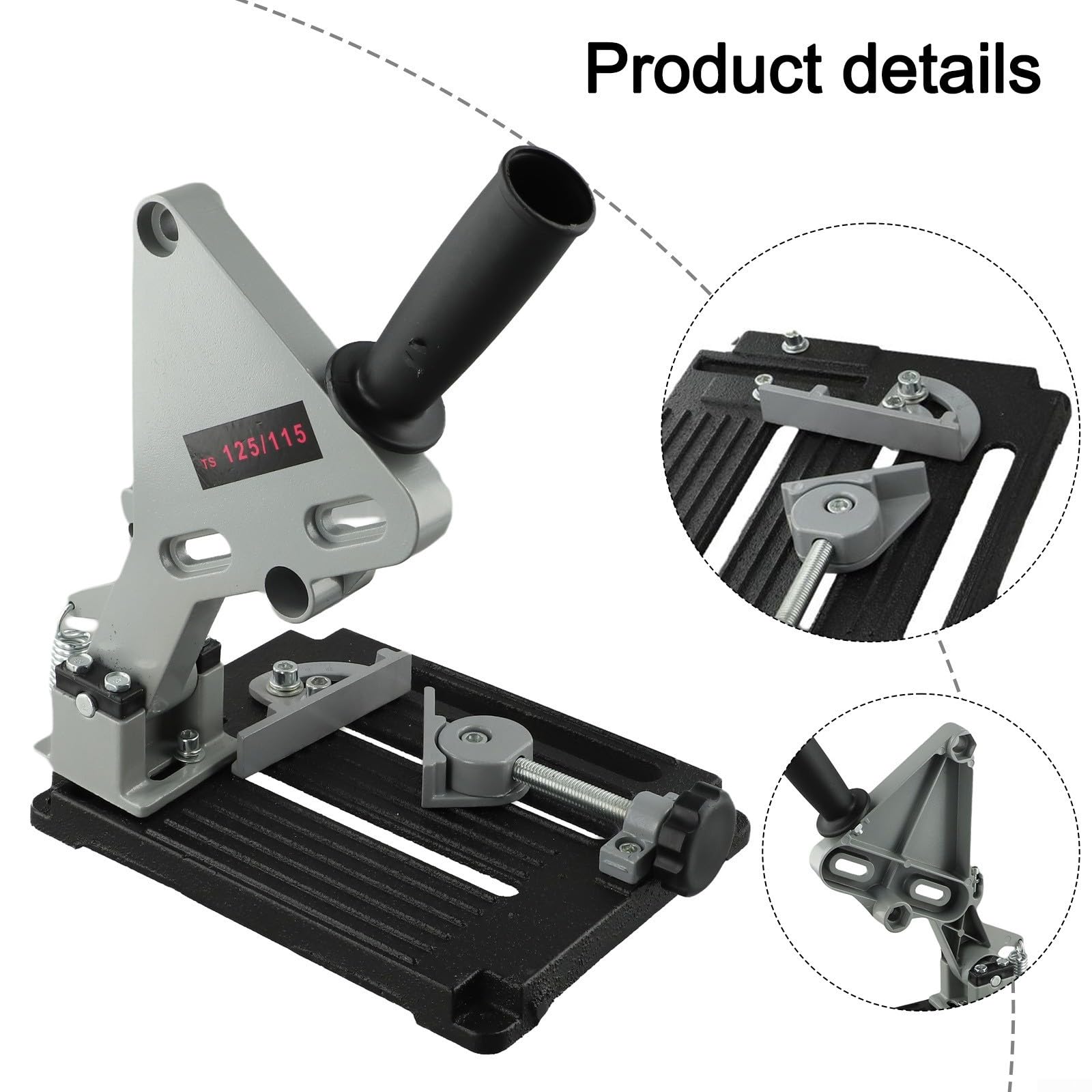 Supporto per smerigliatrice angolare, supporto per smerigliatrice angolare da 100 mm a 125 mm, supporto regolabile con base in ghisa per stabilità e protezione dalle scintille