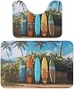 Surf's Up Surfboard Bath Rug Mat 2 Piece Set 15.7x23.6 Super Absorbent Bathroom Rugs with U Shaped Contour Bathroom Mat Washable Bath Mats, Non-Slip Backing for Toilet Rug