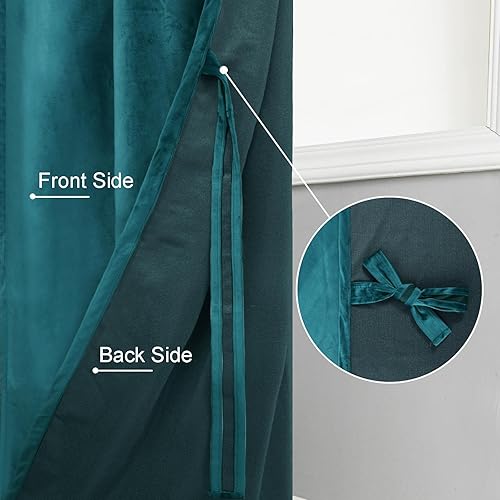 Miniatura 4 de JIUZHEN Cortinas de terciopelo de 72 pulgadas de largo, cortinas opacas de terciopelo retro suave, con aislamiento térmico y reducción de ruido, con