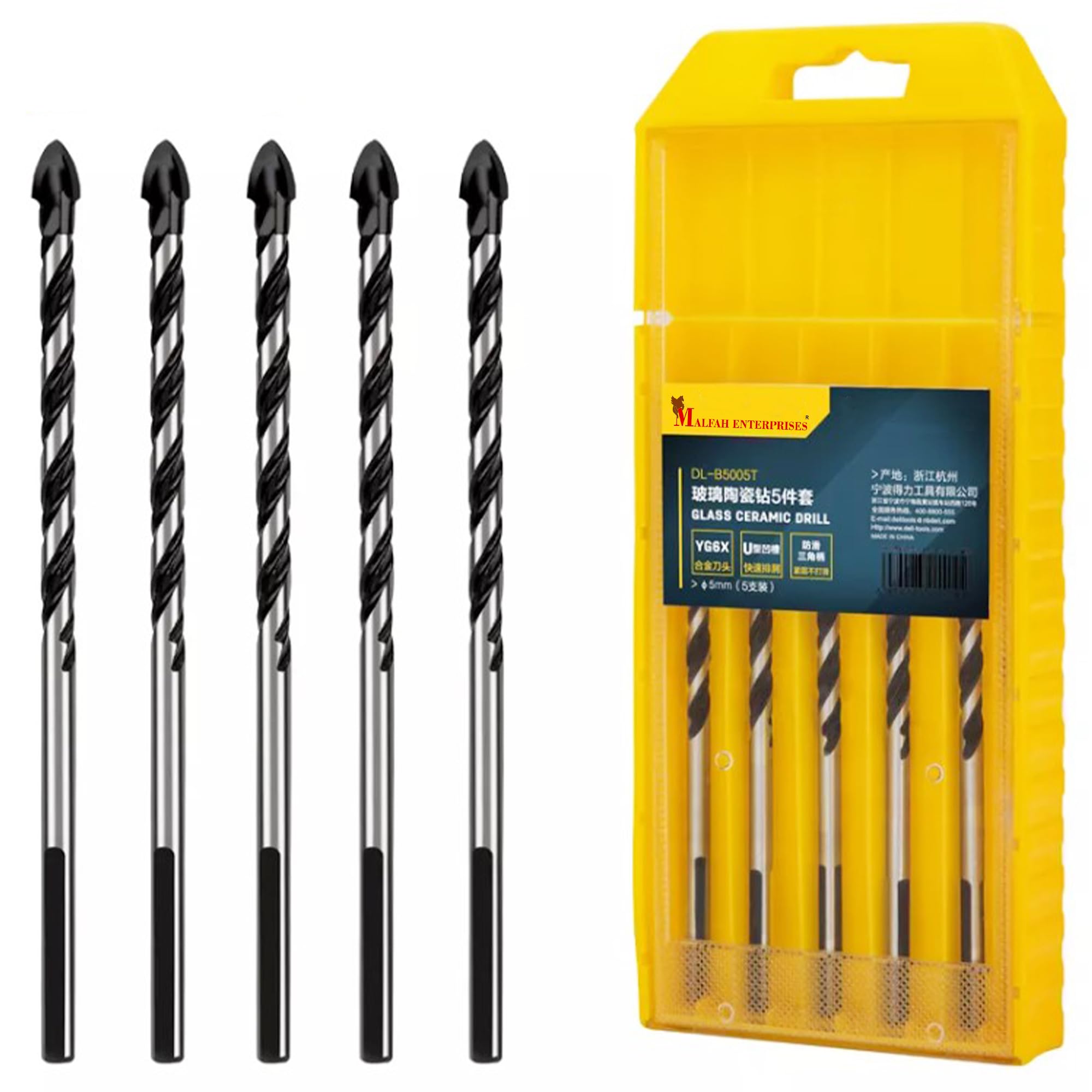 Malfah Drill Bit Glass Ceramic Tile/Tungsten Carbide Wall Triangle Core Drilling Tool Porcelain Concrete,brick plastic Masonry (5 Mm) 5 Pcs Dl B5005T (B0CDRJP7FP) Amazon Price History, Amazon Price Tracker