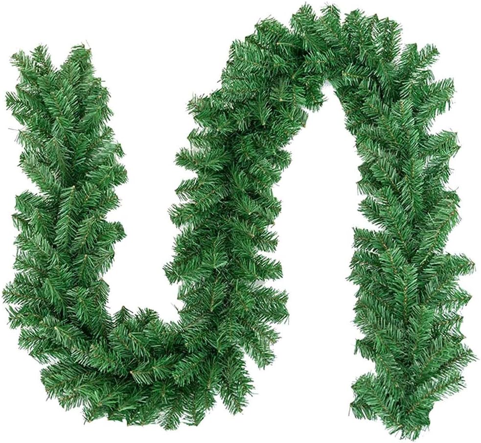 9 Feet Christmas Garland 220 Branches Xmas Artificial Decorations for Doors Stairs Fireplace 1 Pack