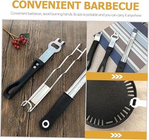 Miniatura 6 de HANABASS Accesorios de parrilla para parrilla al aire libre, parrilla de mesa coreana, pinza de cocina, elevador de rejilla universal para barbacoa,