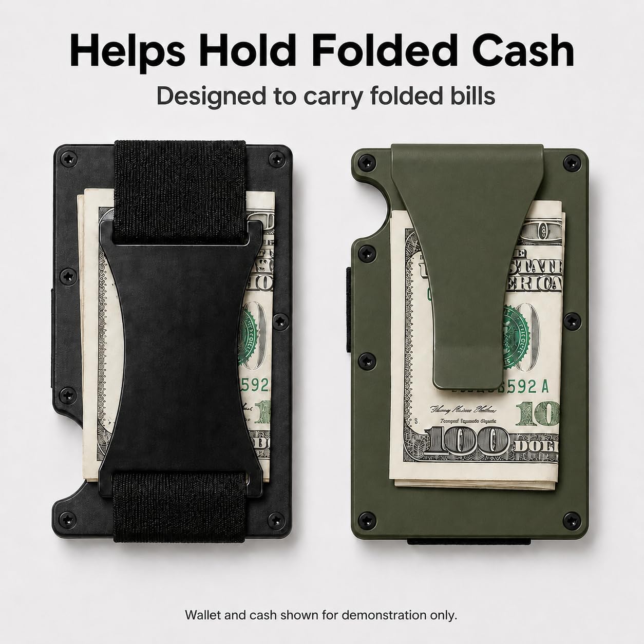 Accessories Kit for Ridge Wallet, Replacement Money Clip (Black, Army Green) & Cash Strap (Black, Army Green) with Torx Screwdriver & Screws - Minimalist Metal Wallet Refurbishment Kit