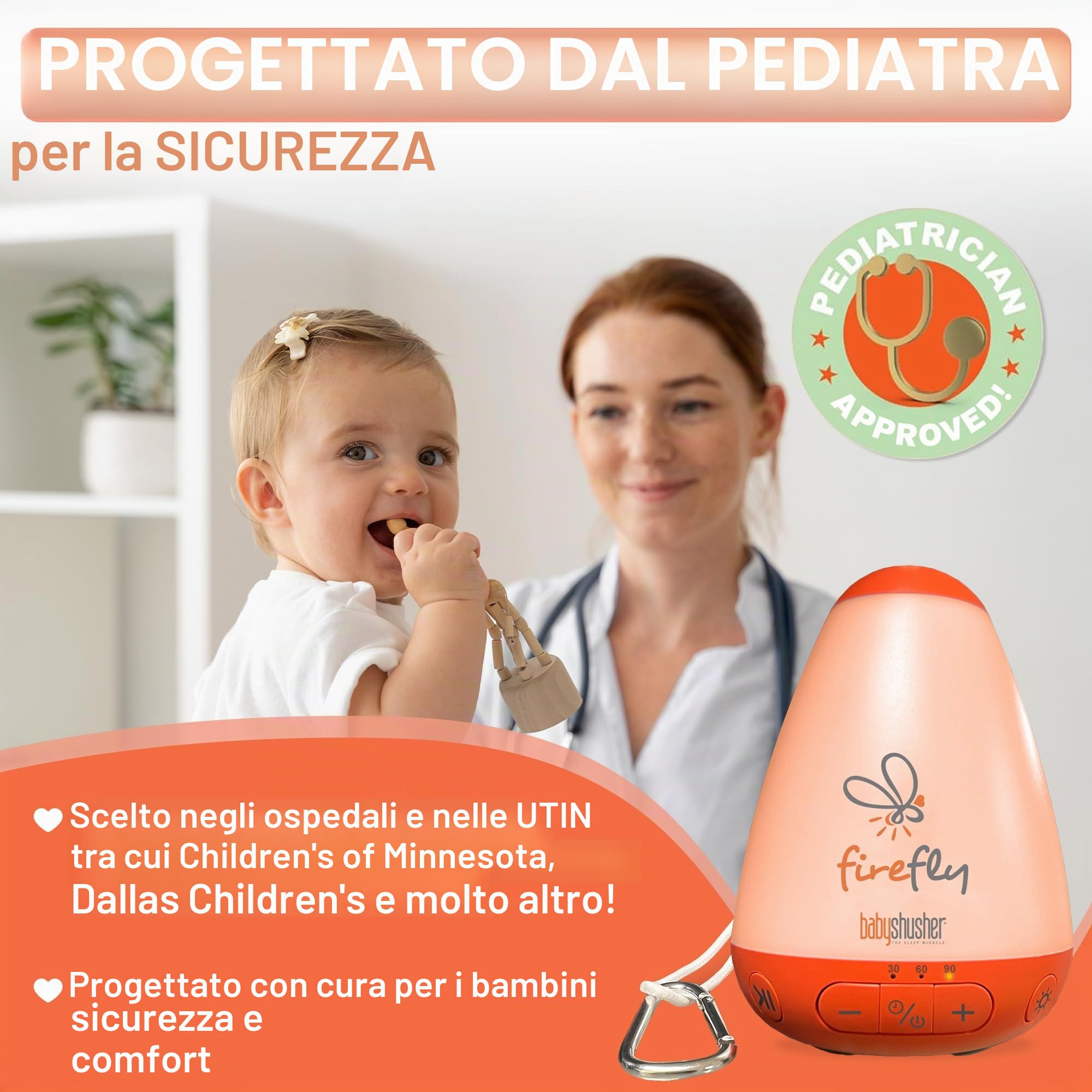 Baby Shusher Firefly - Ciuccio per bambini che piangono con luce notturna