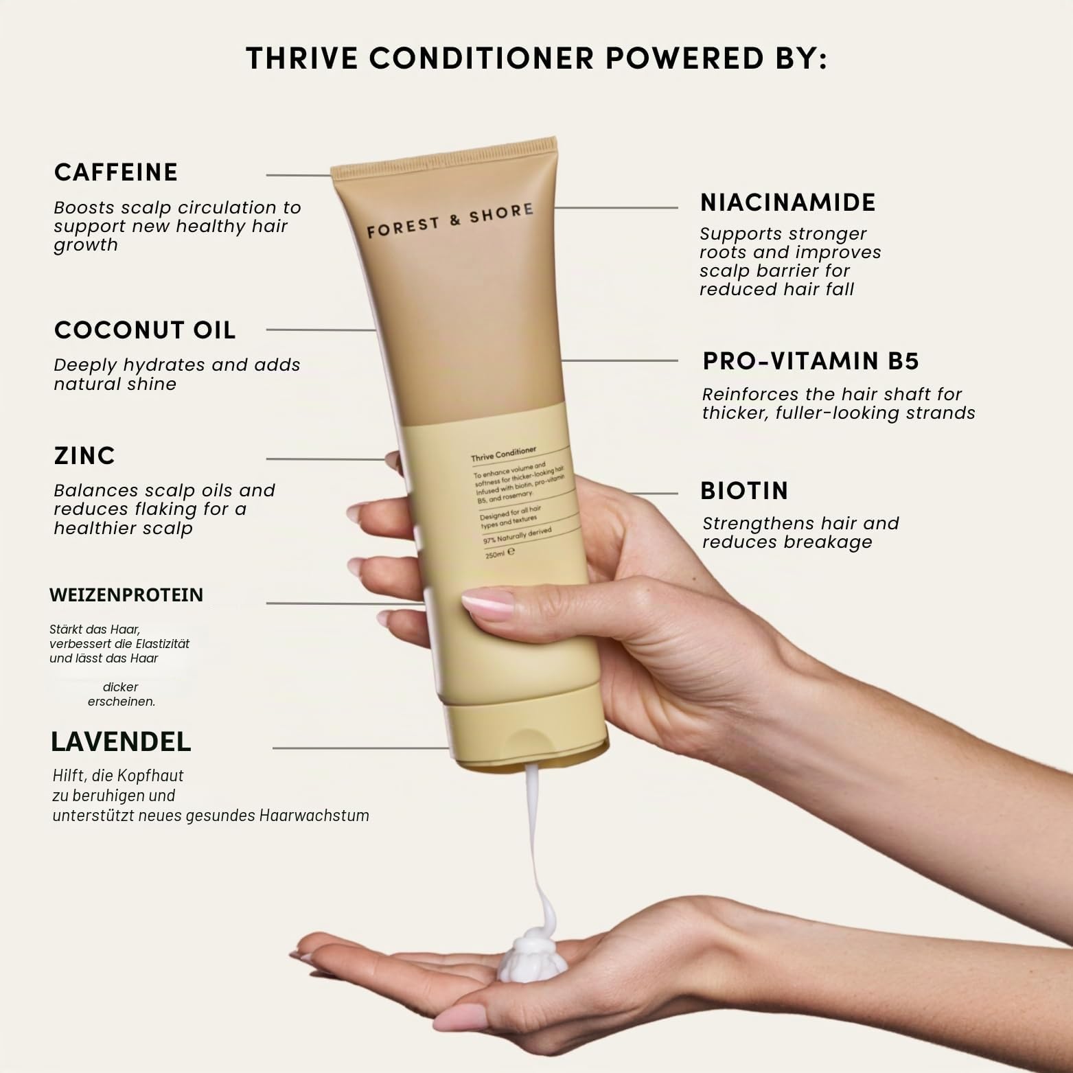 Forest & Shore Shampoo und Conditioner Set für Haarwachstum – Rosmarin Shampoo gegen Haarausfall mit Biotin, Koffein & Baicapil – 98% Natürlich, Sulfatfrei & ohne Silikone – Für Damen & Herren – 500ml