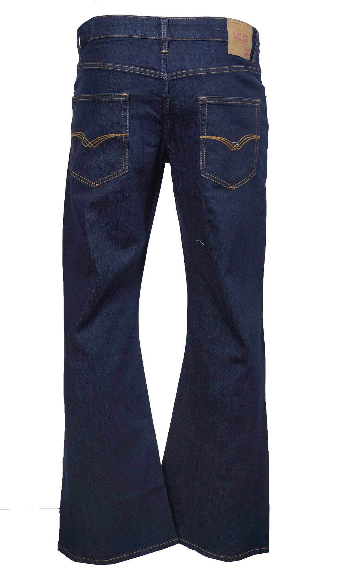LCJ Denim Men's Super Flare Jeans Stretch Indigo Indie 70s Bell Bottoms (30W 34L)