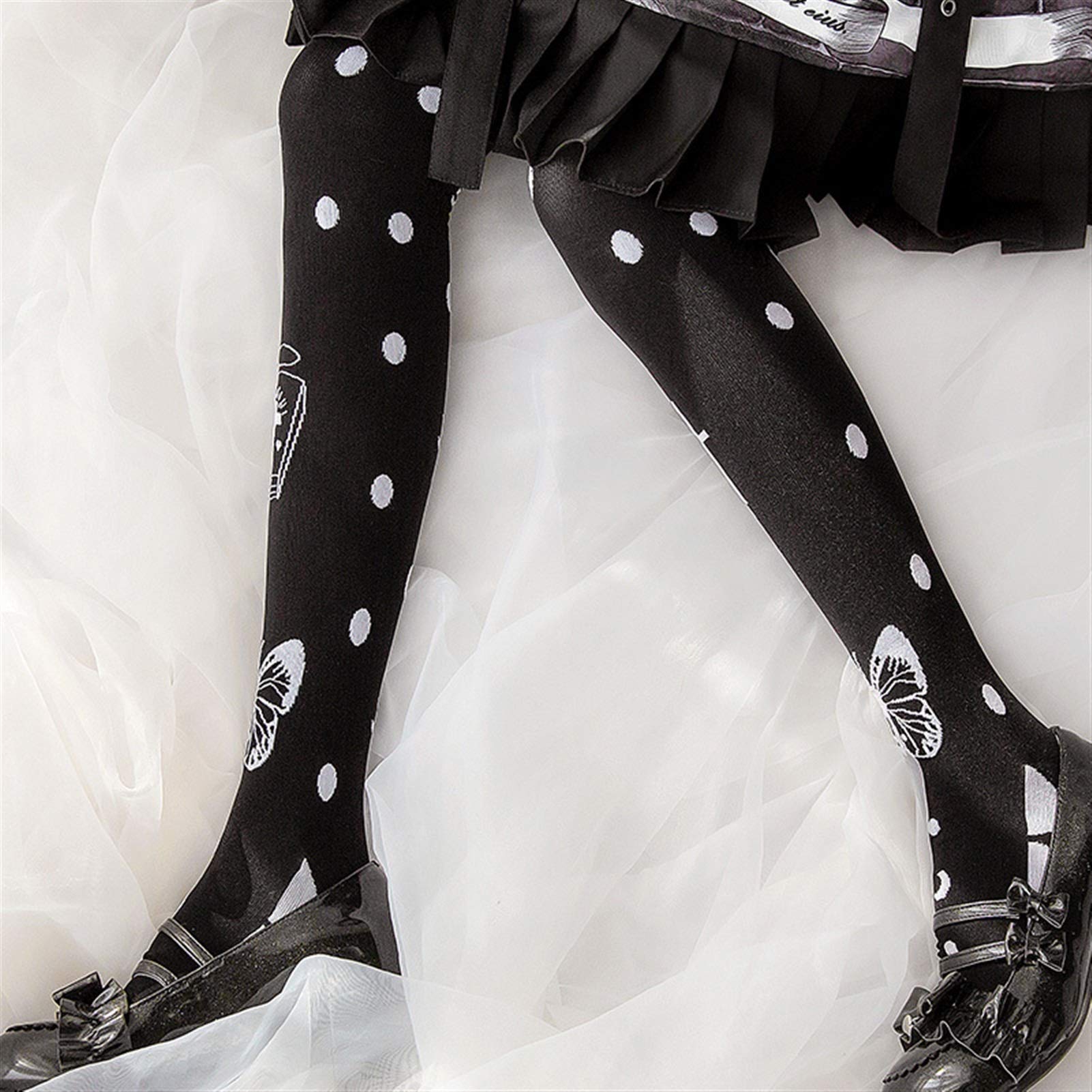 Original Lolita Socken Schwarze Strickstrümpfe über den Kniesocken Lolita Harajuku Nette gotische Socken Warm (Color : A, Size : M)