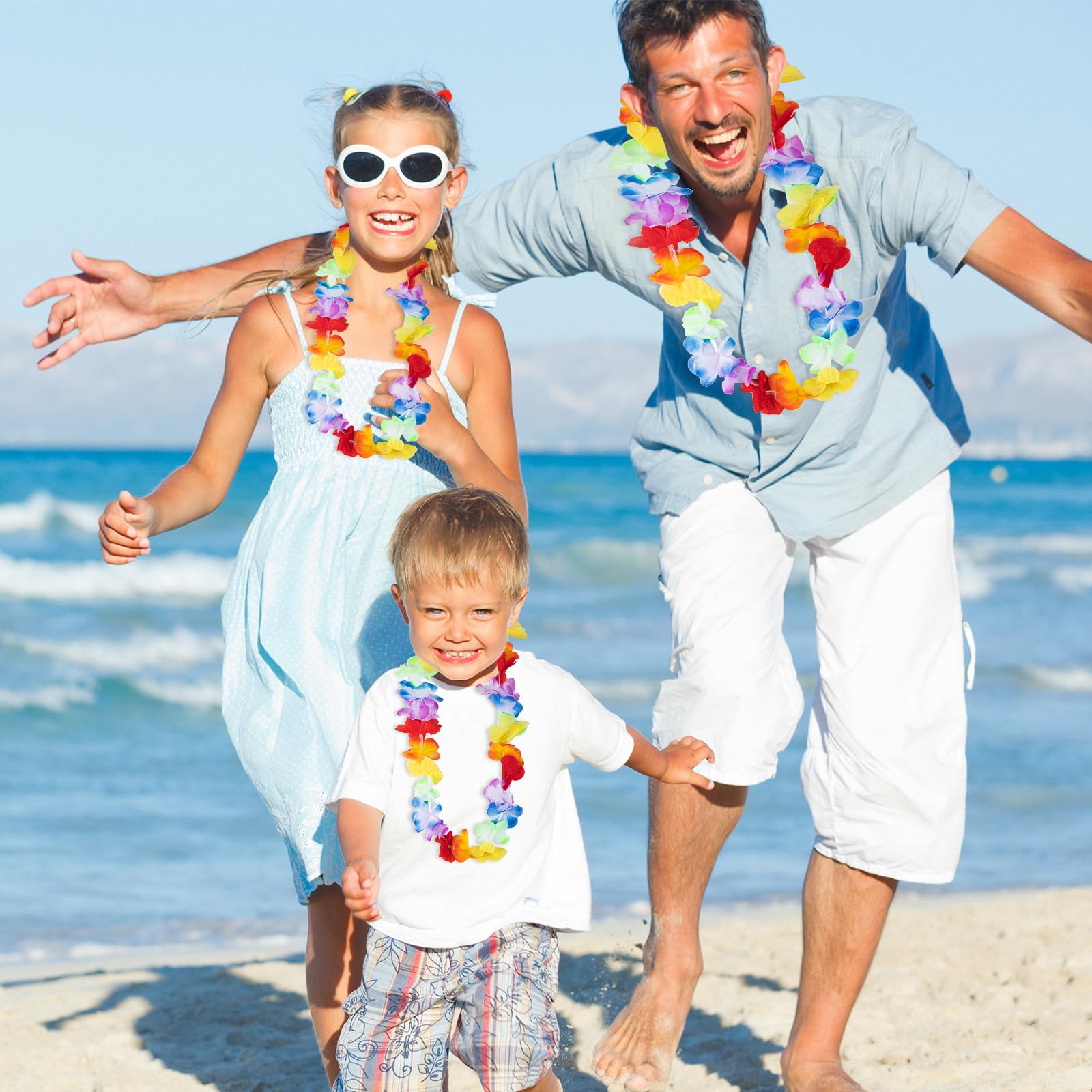 Lot De 12 Chaînes De Fleurs Hawaïennes, 6 Lunettes De Fête