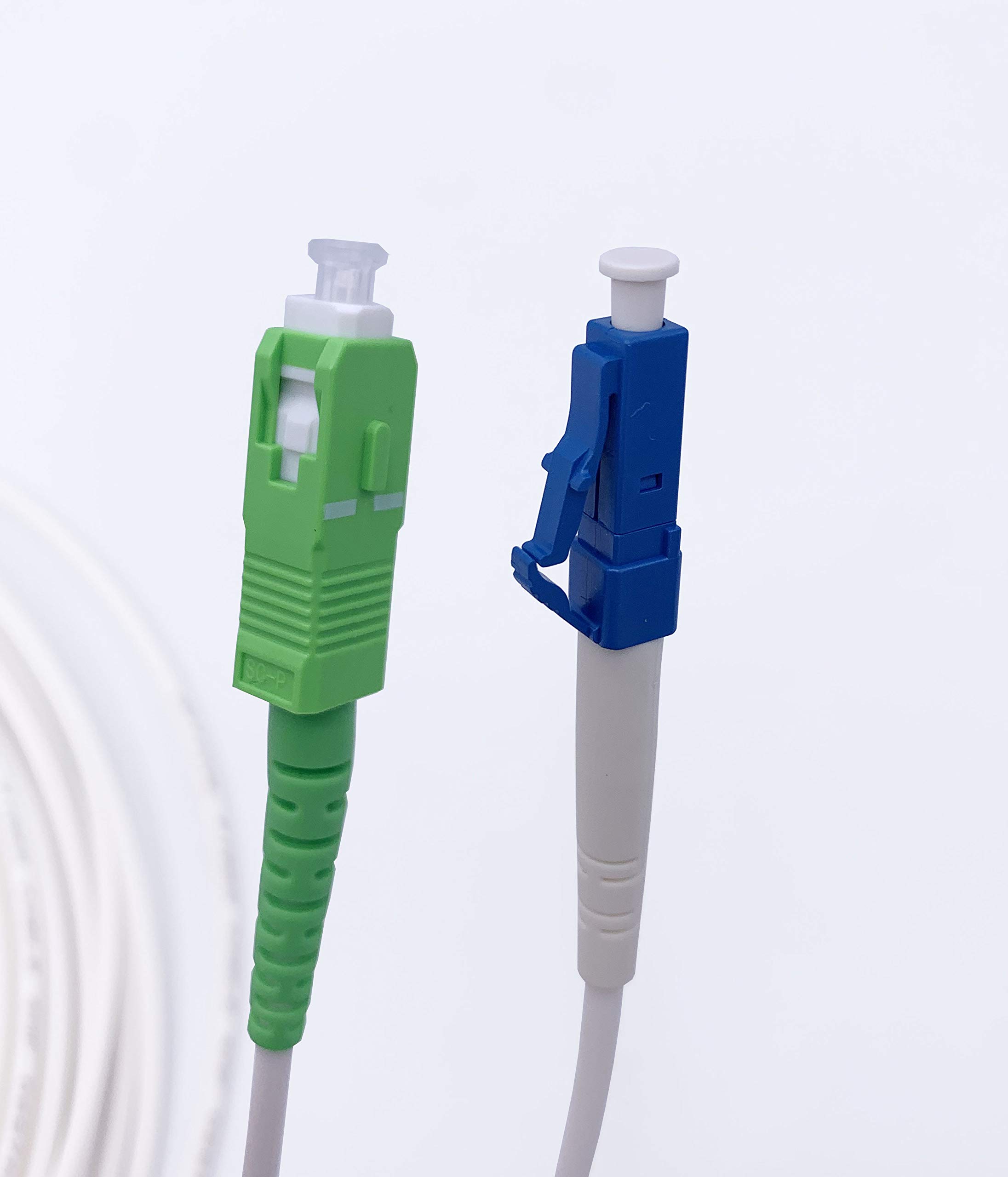 Elfcam® - Kabel światłowodowy SC/APC do LC/UPC jednoomodowy, prosty podwiązka optyczna LSZH, biały (5M)