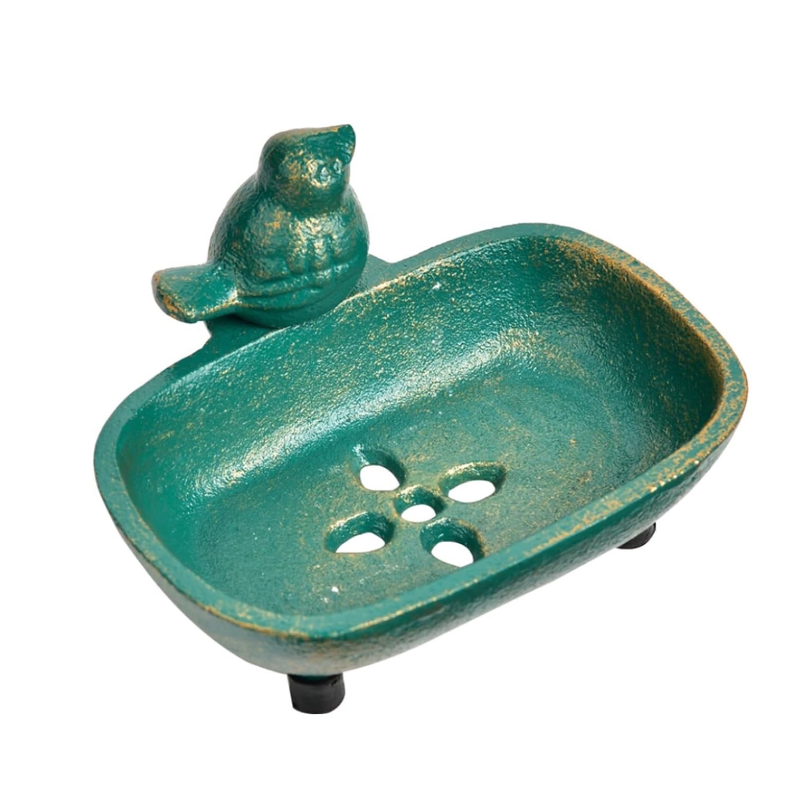 Jaboneras de baño Jabonera drenable de Hierro Fundido Alta Resistencia con Forma Encantadora y Acabado en Oro Verde Antiguo Decoración estética para el baño(Bird Shape)