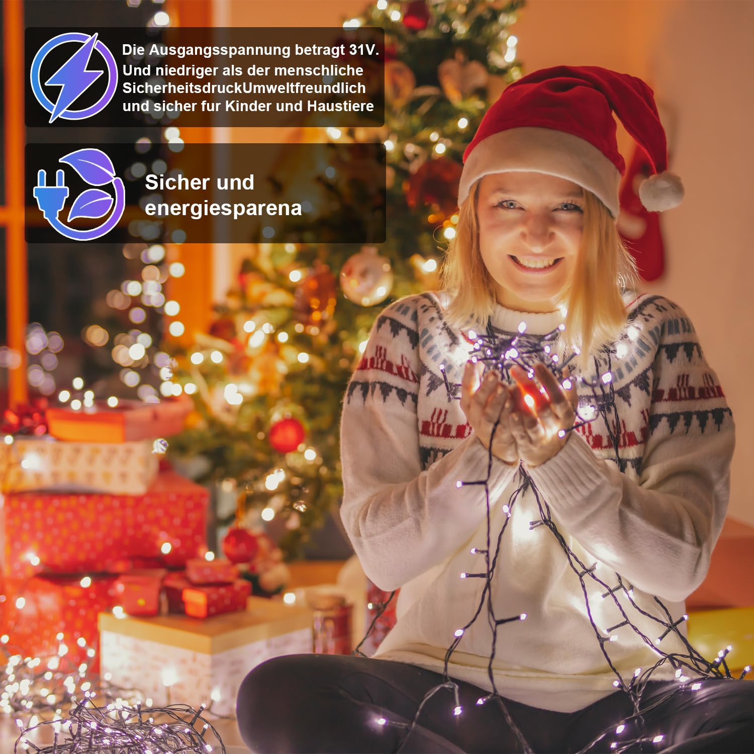 Fiqops LED Lichterkette Außen 200M 1000LEDs 8 Modi, Lichterketten IP44 wasserdicht mit Memory Funktion für Party Hochzeit Garten Balkon Weihnachten, Kaltes Weiß, Dunkelgrüner Draht