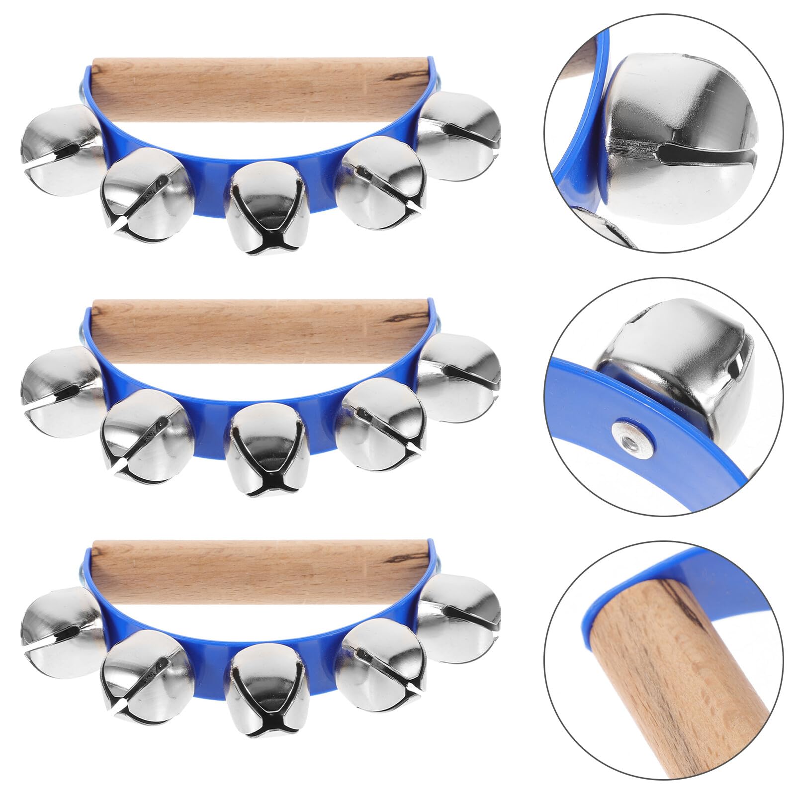 Tamburelli a Mano Semicircolari 6 Pezzi Blu per Principianti | Gioco Didattico per Asili e Altri Contesti, Impugnatura Ergonomica, Materiali Plastico Legno Metallo