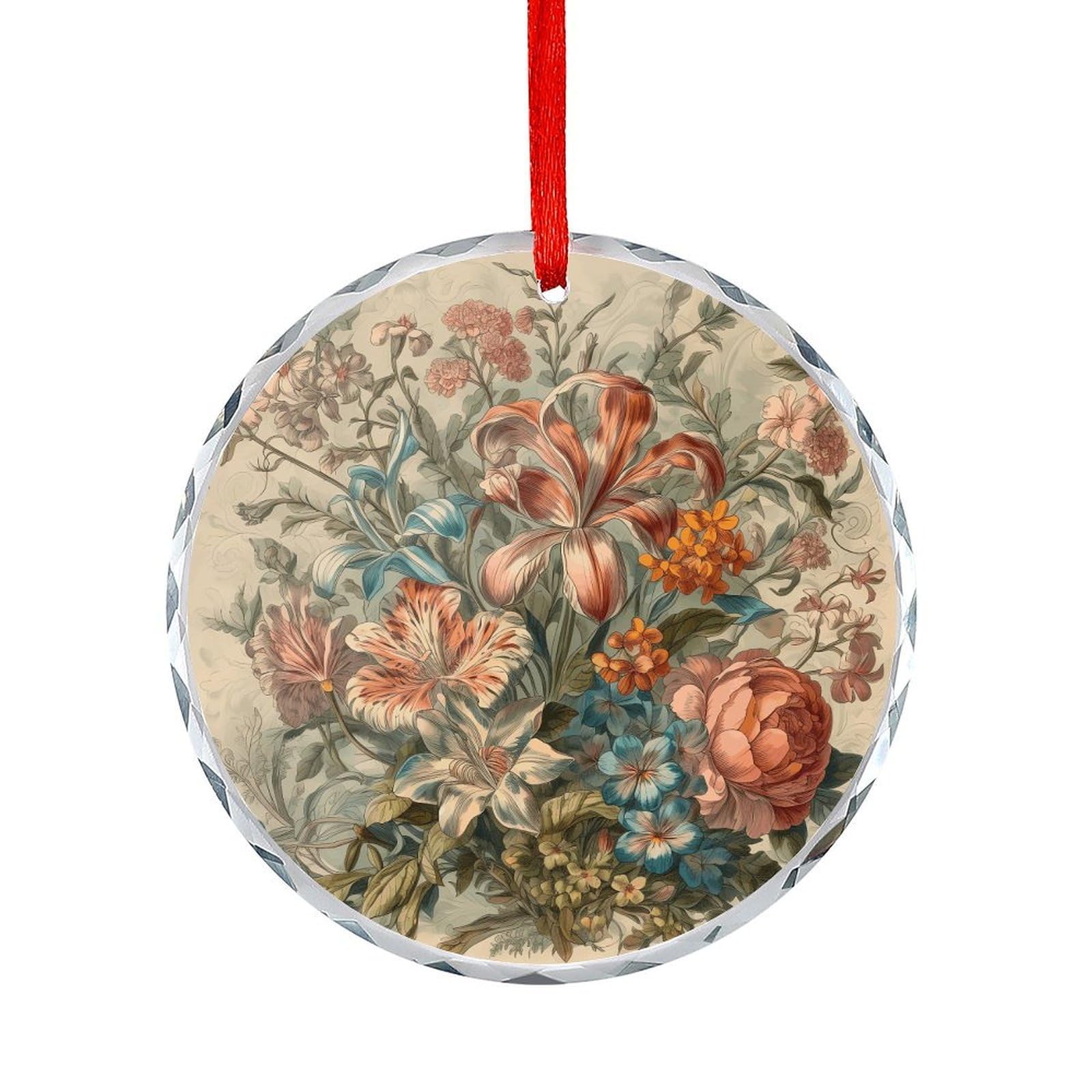 Btcowzrv Style Decorative Flowers Round Ornament Hanging Pendant Decor