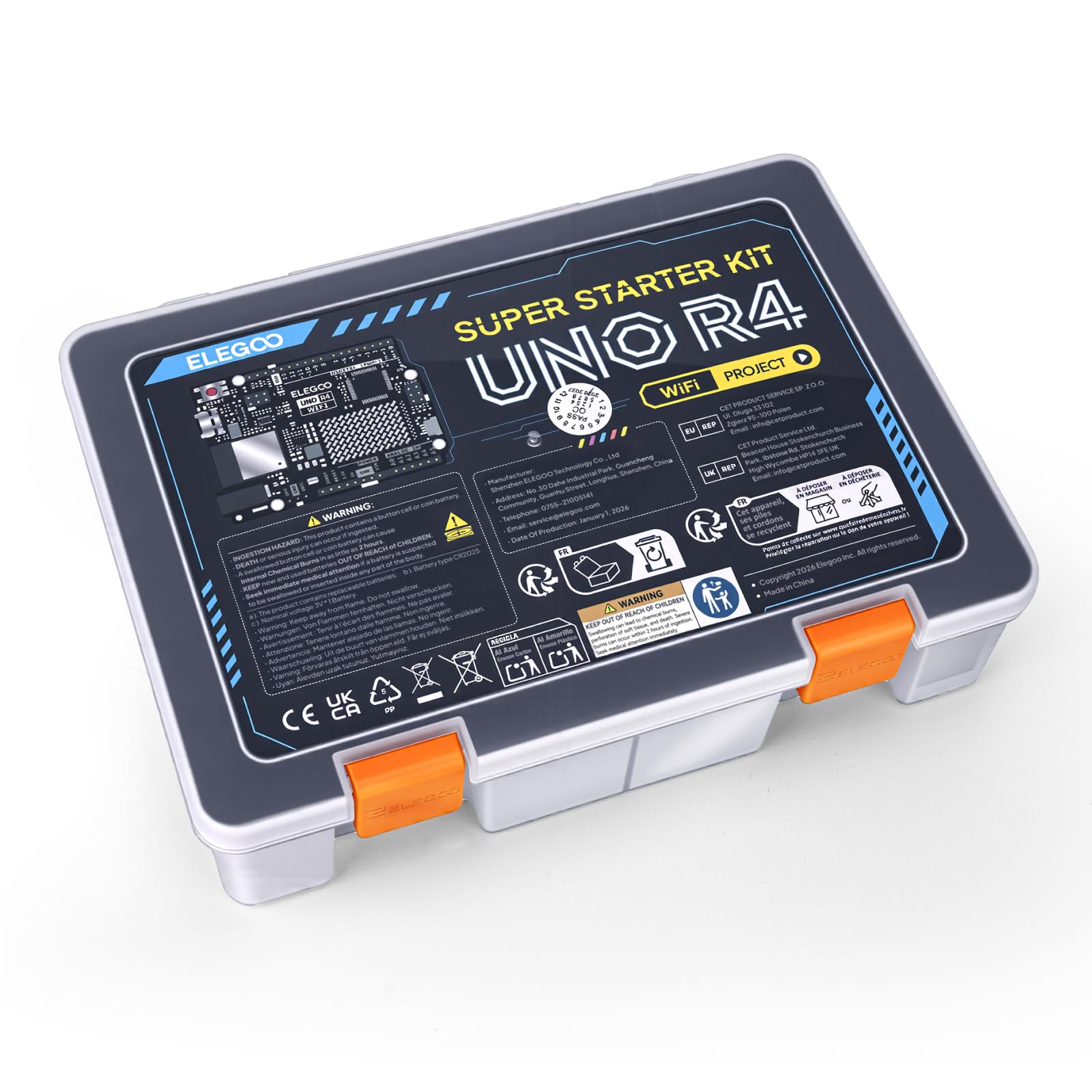 ELEGOO UNO R4 Super Starter Kit Compatible with Arduino para Principiantes | 48 MHz Procesador, más de 200 componentes, STEM kit de electrónica y programación, tutoriales en línea, para estudiantes