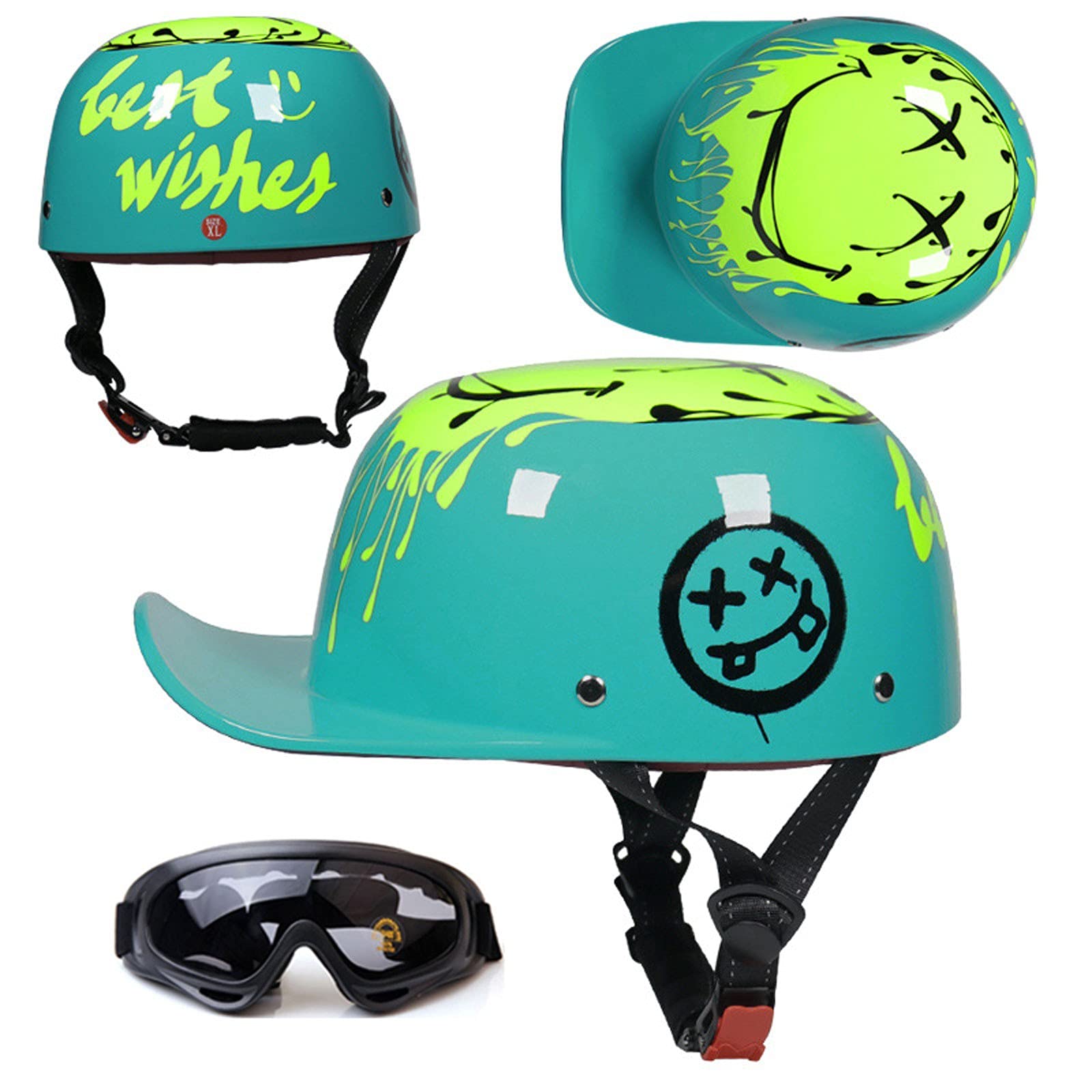 Ergocar Casco Classico Aperto, Mezzo Casco Con Visiera Parasole