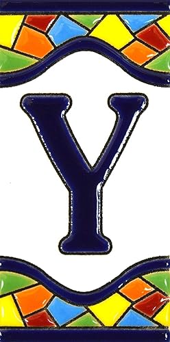 Letras de casa de 3.9in. Azulejos de letras de casa pintados a mano para signos, direcciones y nombres. Números de dirección para casas. Números y