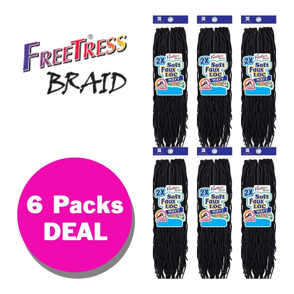 Freetress Braids 2X SOFT WAVY FAUX LOC 12" (6-Pack, 2) - Synthetic Crochet Braid Dread Locks