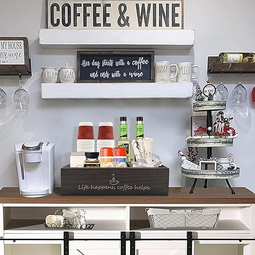 Miniatura 2 de Organizador para tazas de café K, accesorios de decoración de cafetería, organizador de cápsulas de café con asas para encimera de cocina de granja,
