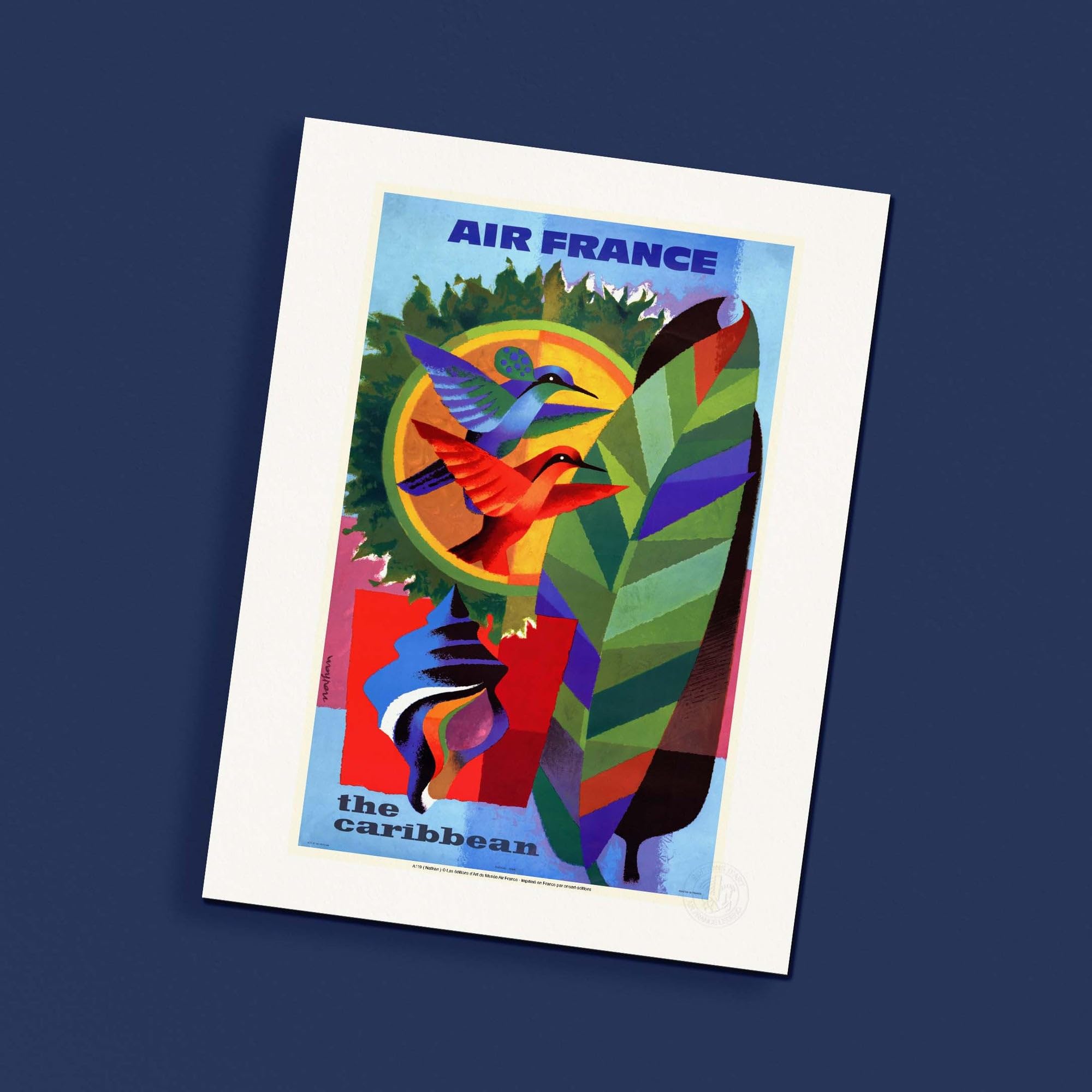Poster Air France vintage et affiche 30x40cm de collection The Caribbean Nathan 1961