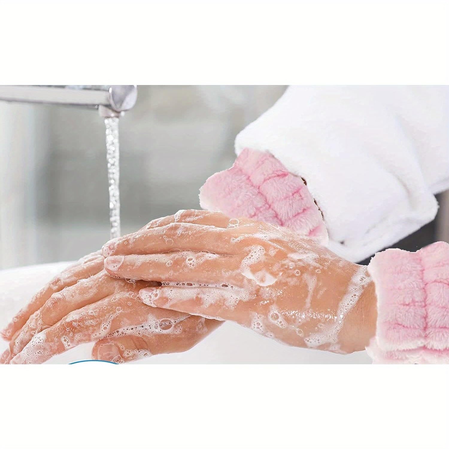 60pcs PVA Professional Makeup Removal Round Face Wash Sponges Spa Pads Exfoliating Cleansing Puffy spa Headband for Washing Face, Velvet Makeup Headband, Headbands with Face Wash Wristbands