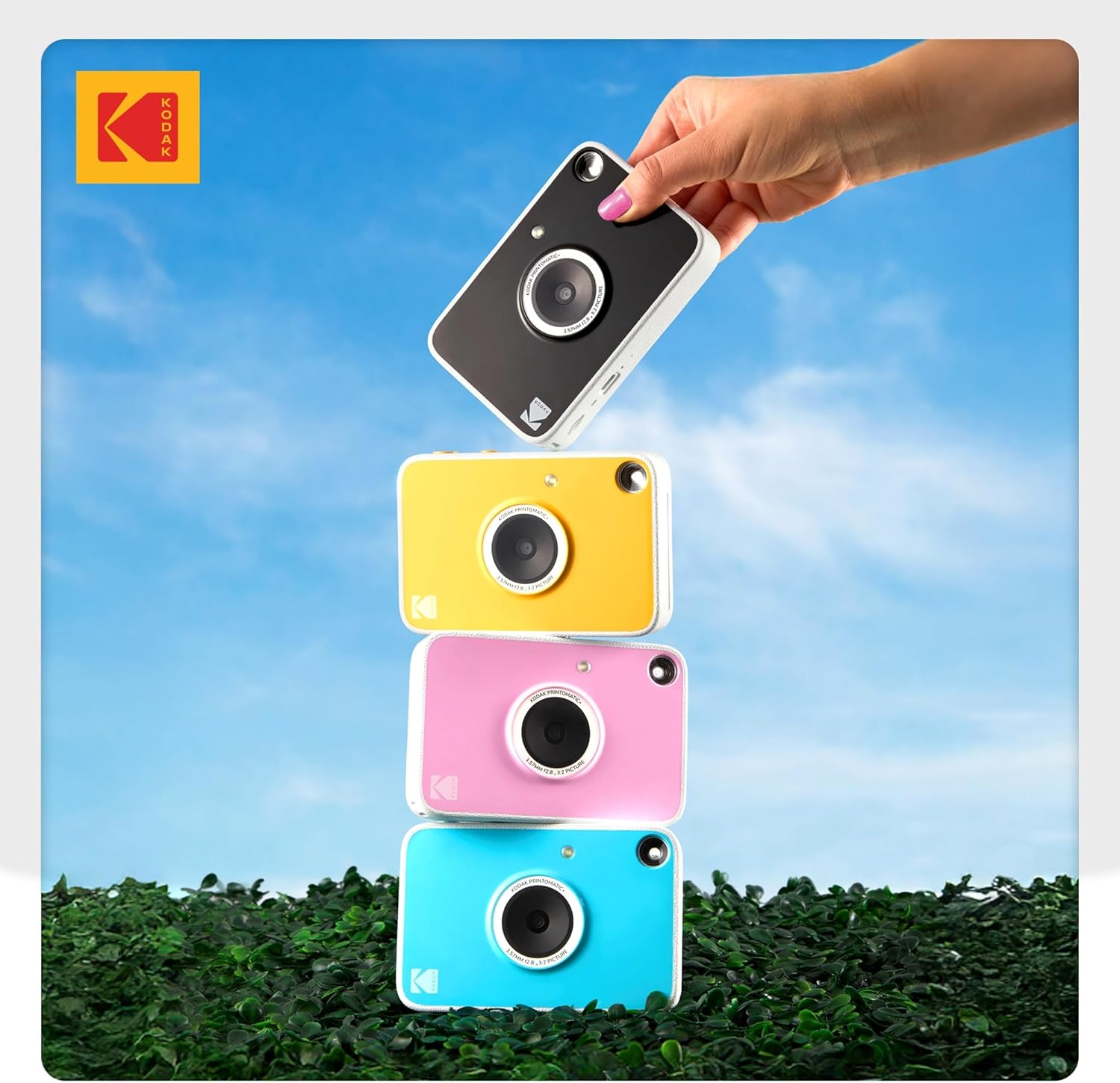 Kodak Printomatic+ Full Color Instant Print Digital Camera Gift Bundle + Case + Zink 2x3 Sticky Back Photo Paper 20pk + Album + Sticker Sets + Sticker Frames + Hanging Frames + Markers Black