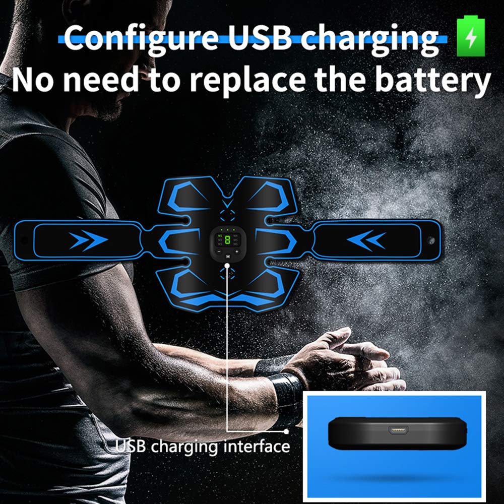 Estimulador de músculos abdominales, entrenador de masajeador eléctrico inteligente corporal EMS, máquina de ejercicios con cinturón estimulador ABS digital para abdomen,A