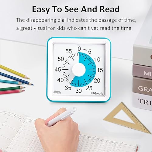 Miniatura 3 de Temporizador visual para niños y adultos, temporizador de cuenta regresiva de 60 minutos con operación silenciosa y herramienta de gestión del