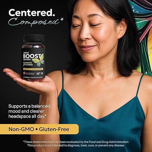 Vista 8 de Gomitas potenciadoras de libido femenina para mujeres, reductor de cortisol y suplemento para aliviar el estrés con shilajit y ashwagandha