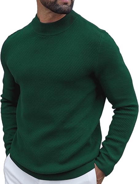 COOFANDY Rollkragenpullover für Herren mit schmaler Passform