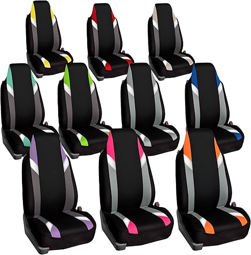 Miniatura 5 de FH Group Juego de fundas de tela para asiento delantero de automóvil para asientos de cubo, 1 pieza, ajuste universal, compatible con bolsas de