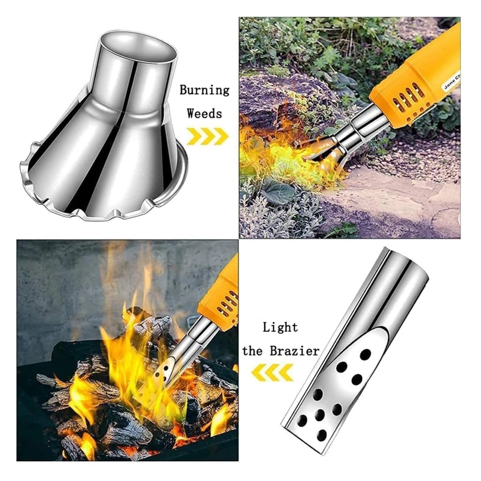 Bruciatore elettrico per erbacce con tecnologia ad aria calda, 2 impostazioni di temperatura e velocità dell'aria minima di 500 l, per una manutenzione efficiente di giardino, patio e vialetto