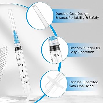 20 Pack 3ml/cc Lab Dispensing Tools with 23G (25mm), Individually Packaged, Plastic Measuring Tool Multiple Uses for Refilling and Measuring Liquids