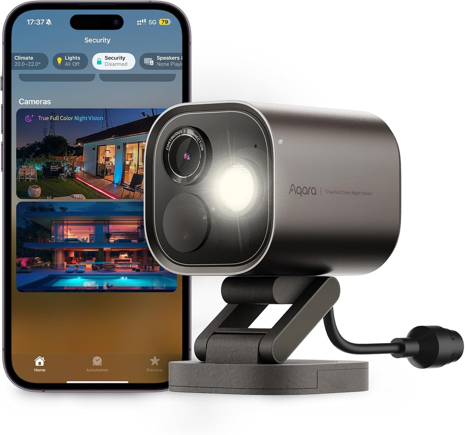 Aqara 4MP Überwachungskamera Aussen G5 Pro PoE, Echtfarbe Nachtsicht, Grau | HomeKit Secure Video, Kamera-Hub,Thread-Grenzrouter, Lokale Erkennung, Thread/Zigbee, Unterstützt Alexa, Google, SmartThings