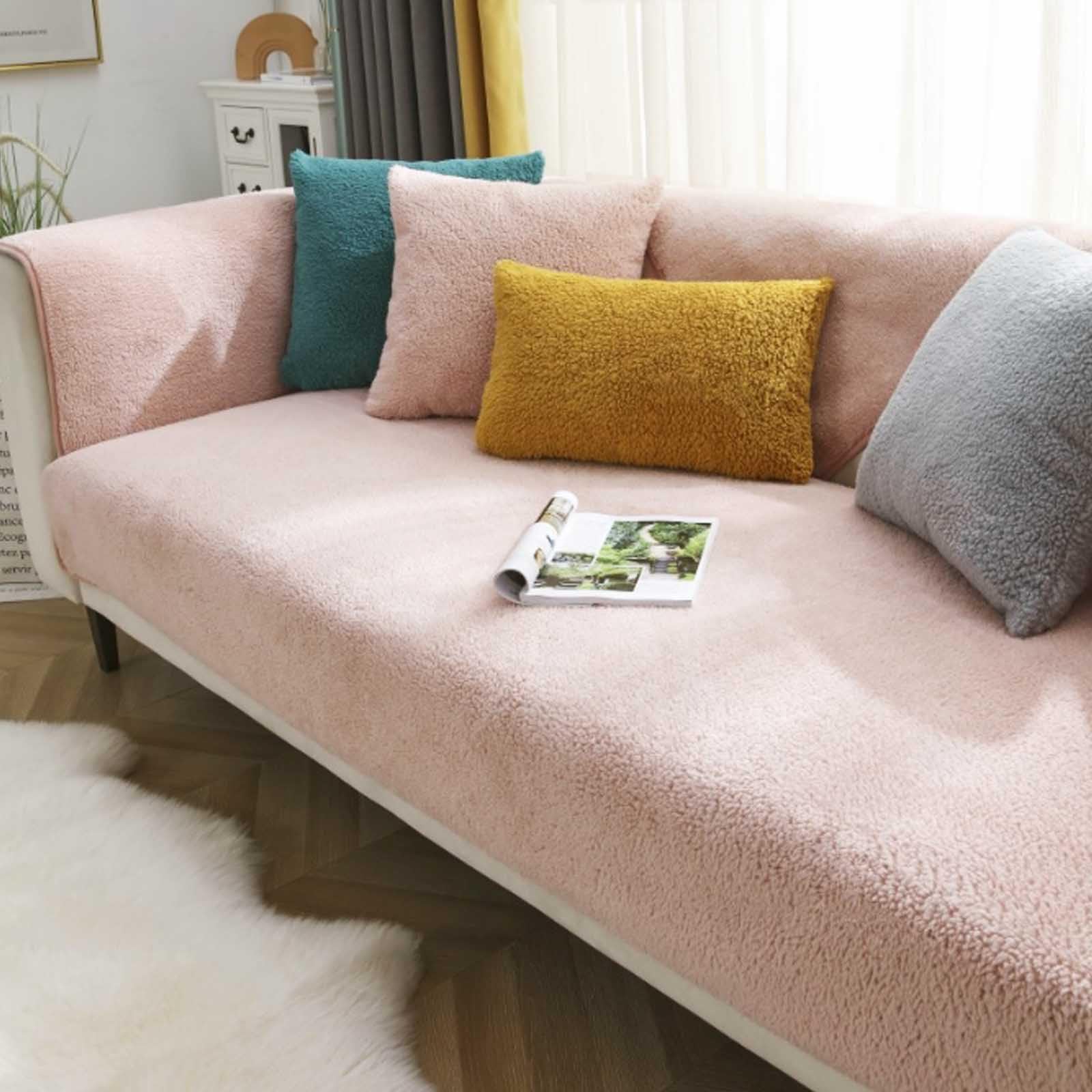 MTHGH Corner Sofa Cover L-shaped Sofa Cover 3-seater and 2-seater Sherpa Sectional Sofa Cover, Warm Anti-slip Sofa Cover Sofa Cover Washable Sectional Sofa.,H-110x110cm ā image 1
