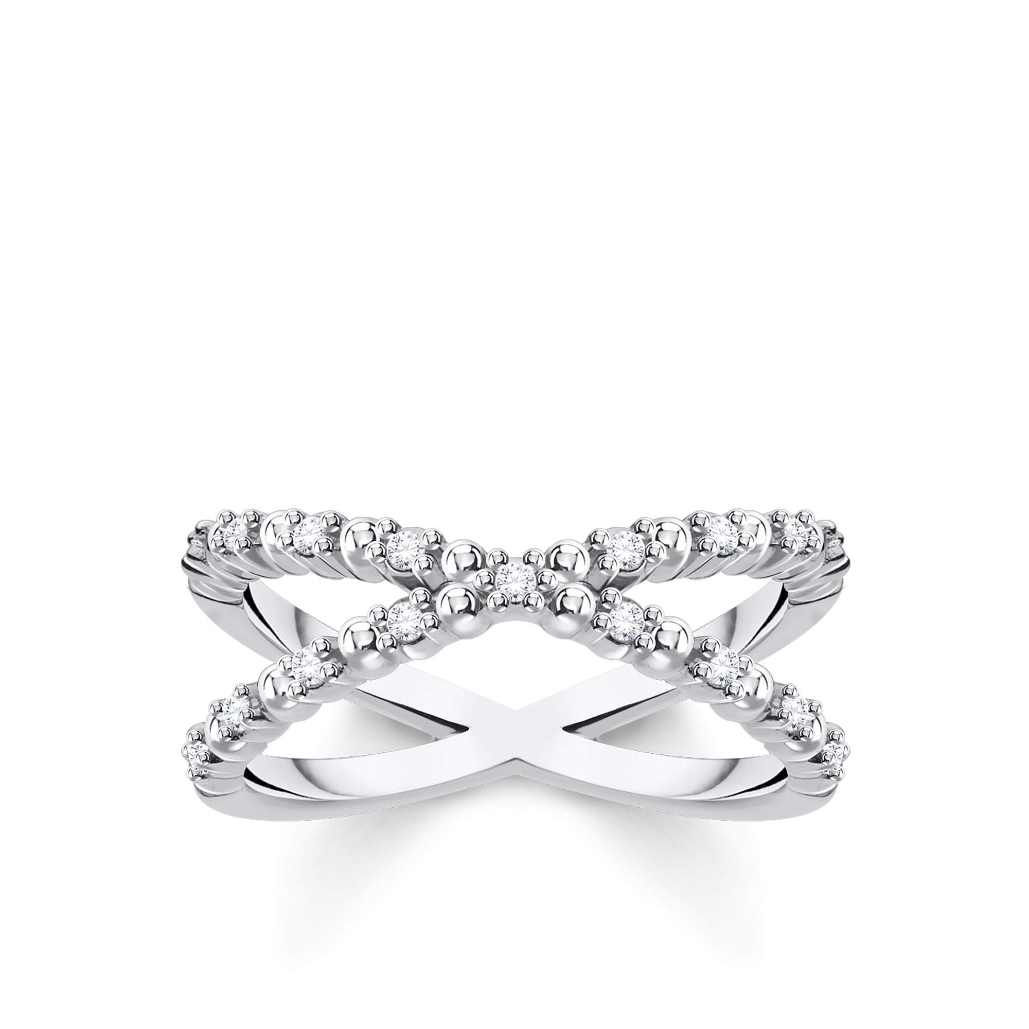 THOMAS SABO Ring Kugeln mit weißen Steinen 925 Sterling Silber TR2318