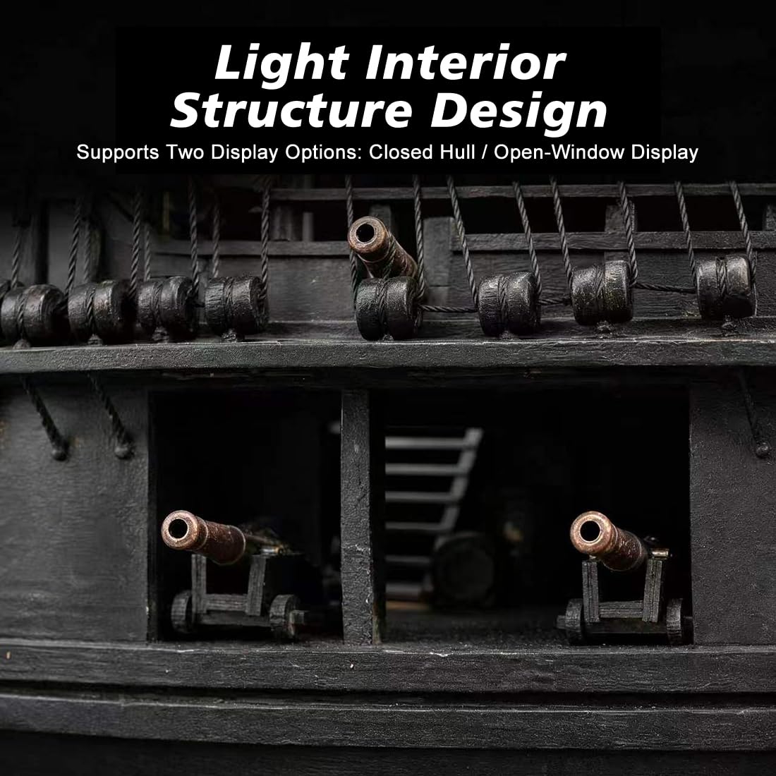 Modellino di nave pirata in legno nero, scala 1:50, kit fai da te, modello di nave a vela da assemblare e come modello decorativo con classico design di nave pirata