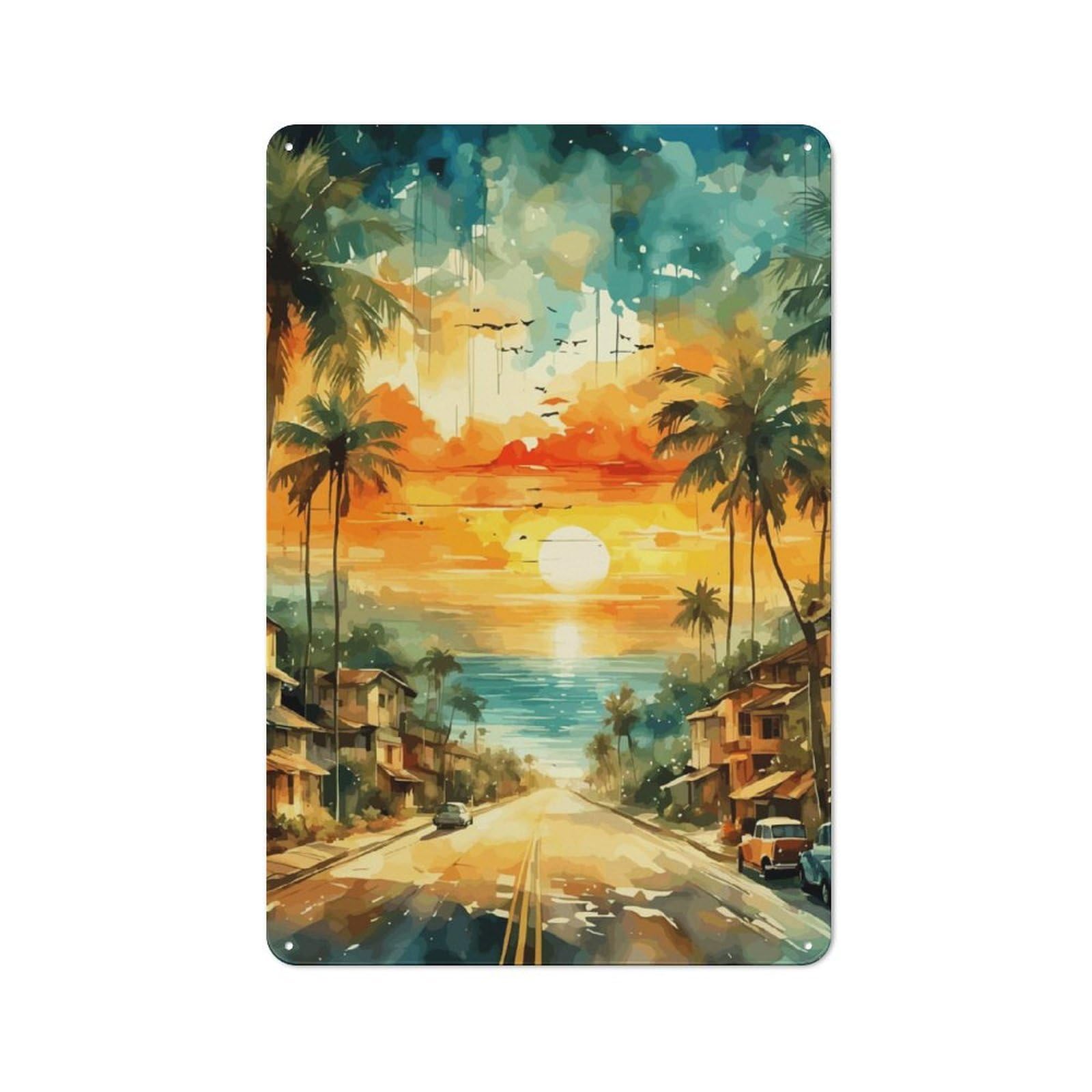 Junmoney Road To Paradise Rustic Tin Sign 30X20cm For Café Or Restaurant, A Decorative Christmas Gift For Hospitality Interior Collectors
