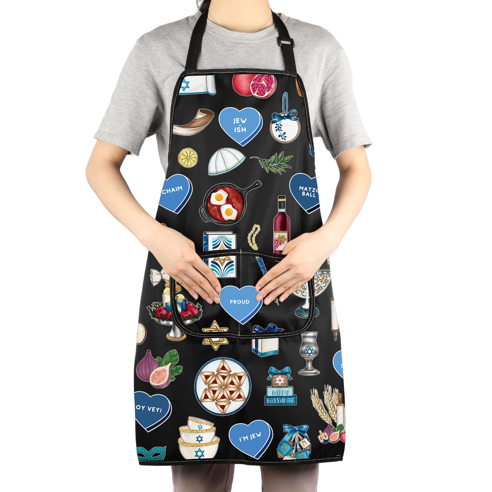 JNIAP Jewish Kitchen Apron Jewish Gift Hebrew Gift Hanukkah Apron Israeli Gift Ahava Love Apron Jewish Cooking Aprons