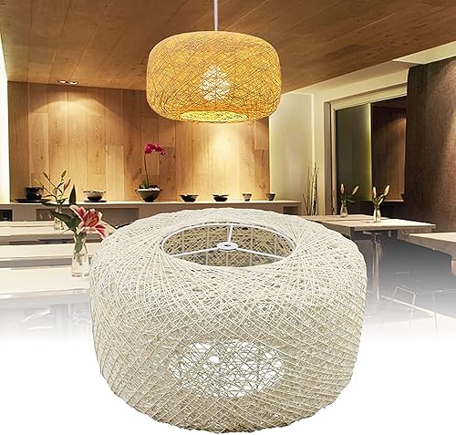 Miniatura 6 de Lámpara colgante de bambú tejida a mano, funciona con pilas, lámpara colgante tejida a mano de ratán, luz tejida a mano, 1 luz colgante para cocina