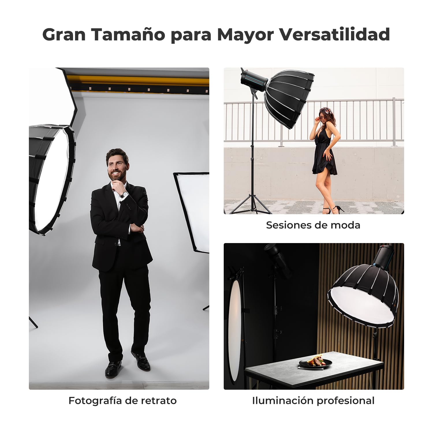 K&F CONCEPT Parabol Softbox de 90 cm/35 Pulgadas para Estudio, Paraguas de liberación rápida Octagon Softbox con Rejilla de Panal de Abeja+difusor Suave + Bolsa portátil, Softbox Bowens Mount para