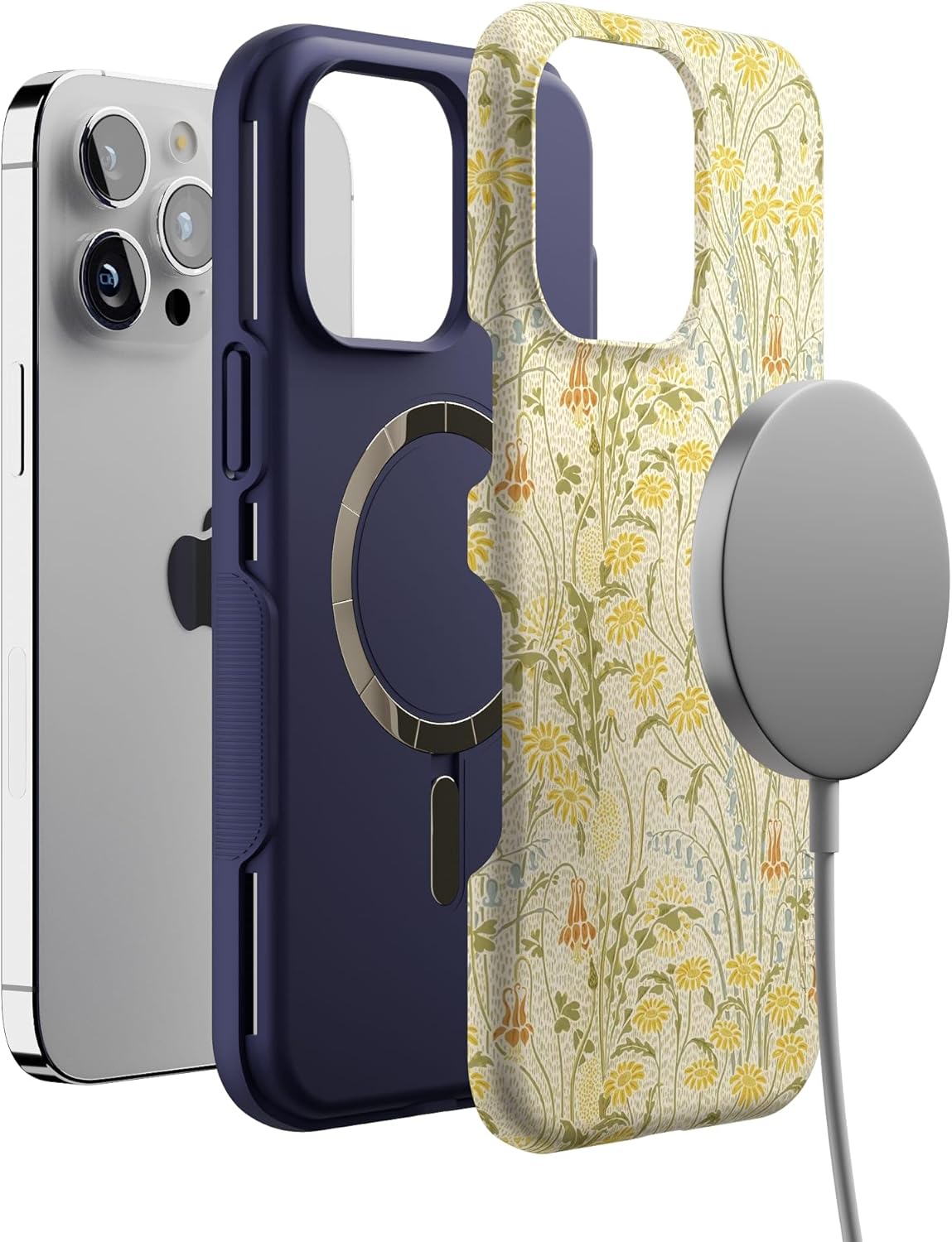 Casely iPhone 14 Pro Max Case | Boho Blooms | Golden Floral | Bold Protective Design | Compatible with MagSafe