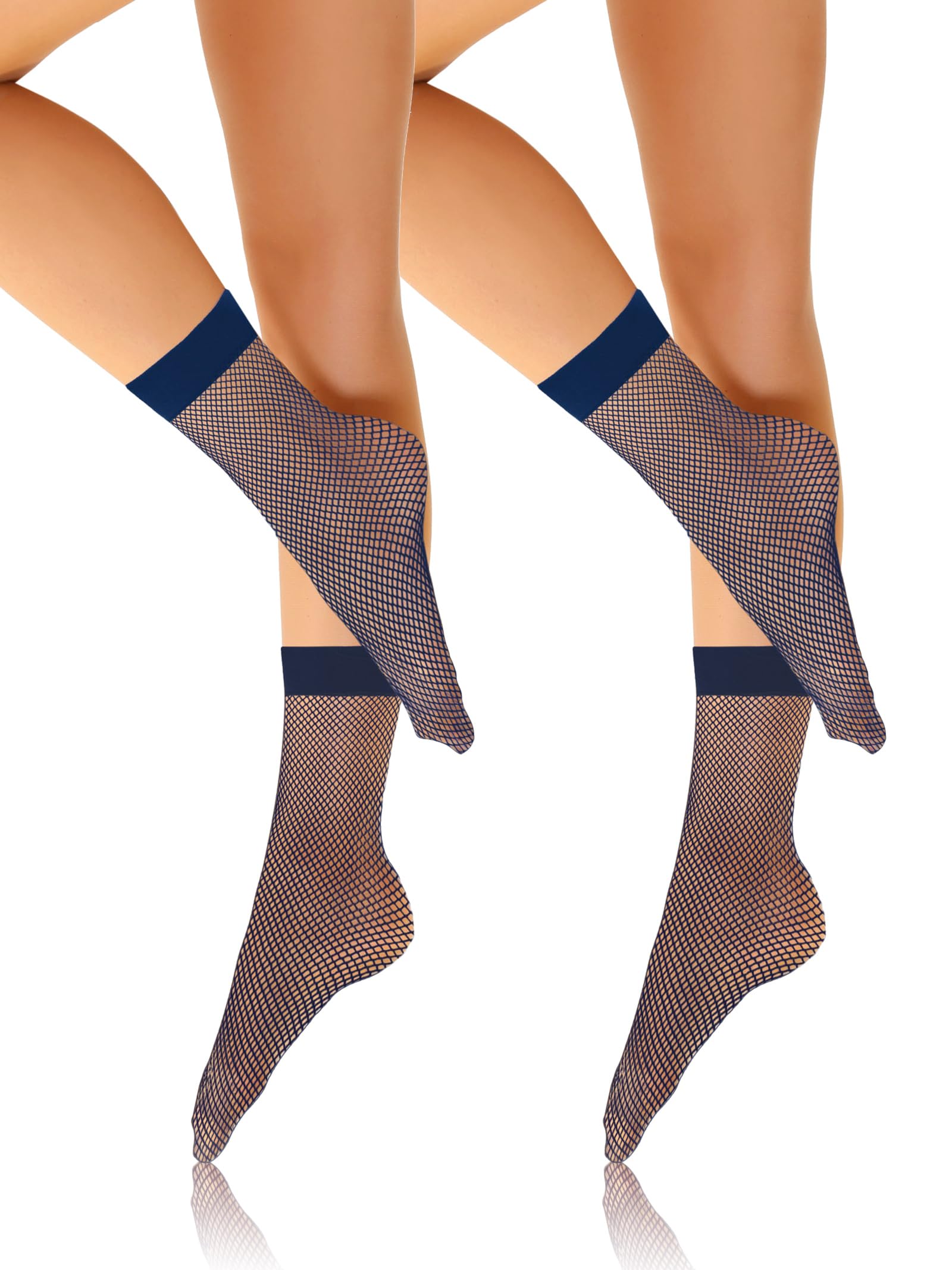 Sesto Senso 2 Pairs Fishnet Socks Women's Ankle Socks Darkblue