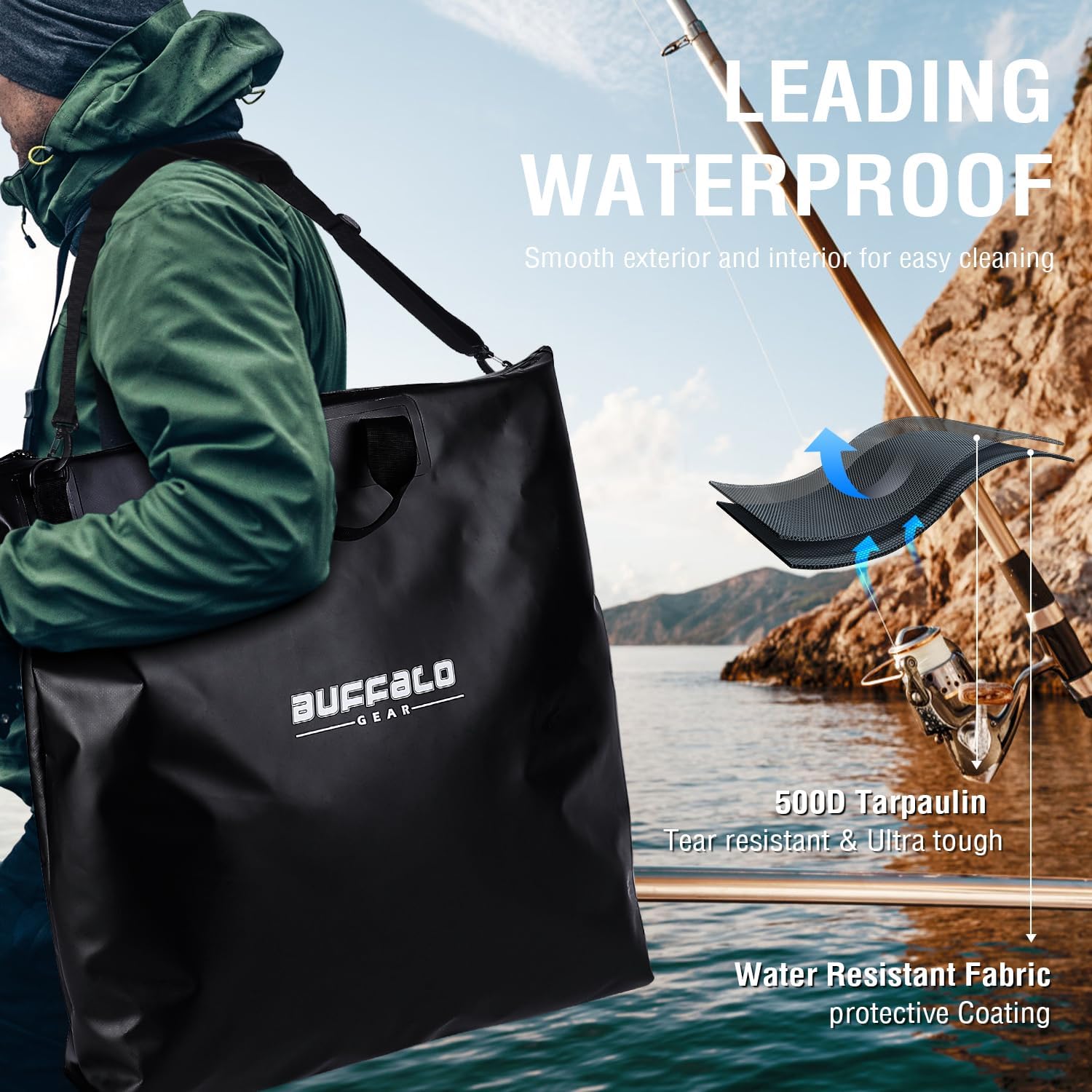 Buffalo Gear Fish Tournament Weigh in Bag for Bass Fishing, Heavy Duty Fish Bag for Caught Fish Waterproof,Leakproof,Puncture Resistant