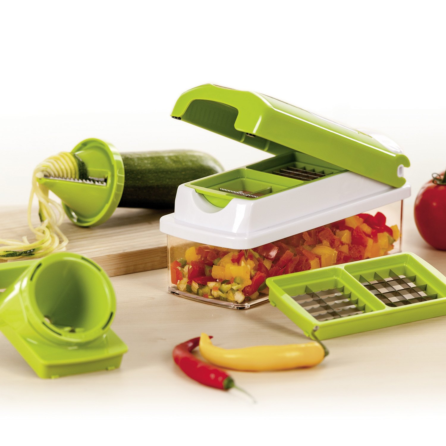 Genius - Cortador de Verduras y Frutas, de plástico, plástico, Verde Kiwi, 22.2 x 10 x 8.1999999999999993 cm
