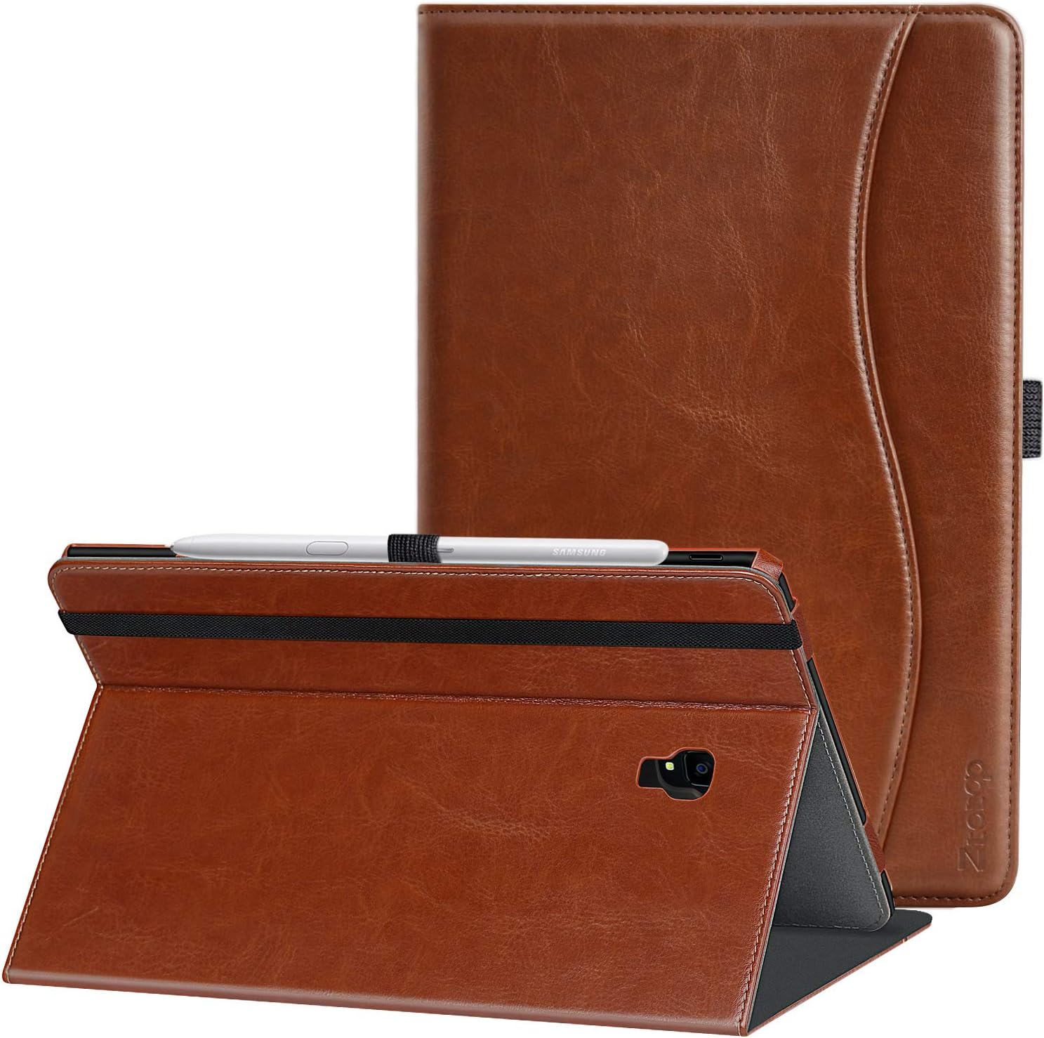 Ztotop Folio Case for Samsung Galaxy Tab S4 10.5 Inch 2018(SM-T830/T835/T837), Leather Folding Stand Cover with Auto Wake/Sleep, S Pen Holder and Multiple Viewing Angles,Brown